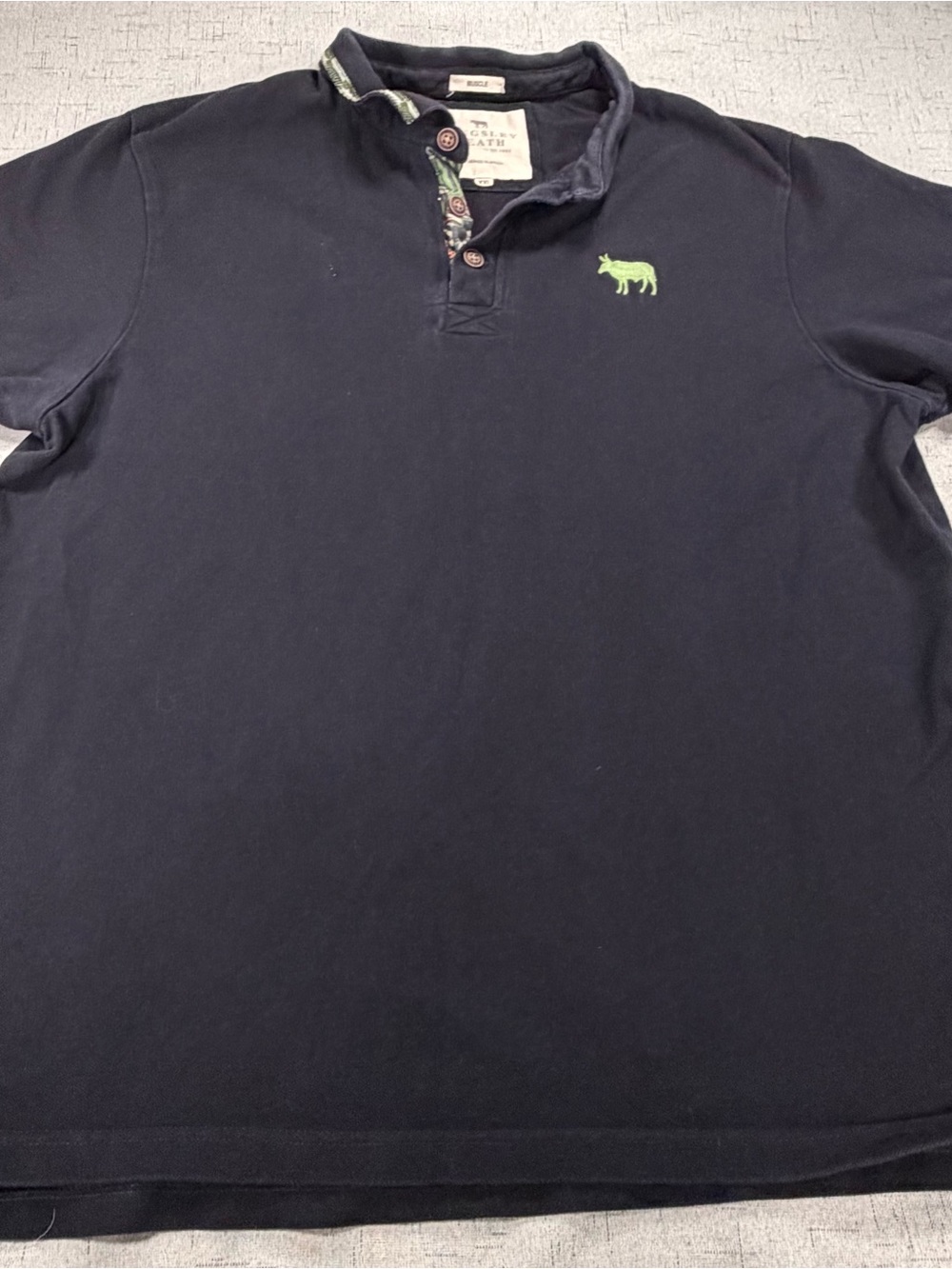 Men's Navy Polo Shirt with Green Logo - kingsley heath
